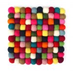 Vilten Onderzetter 20 cm vierkant multicolor
